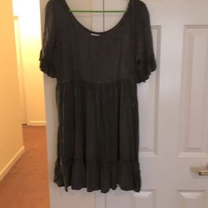 Exist Boho Skater lightweight Gray Ruffle Dress